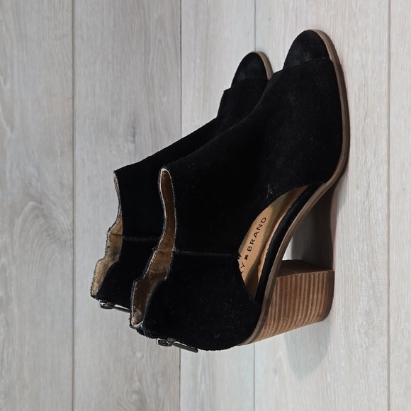 Lucky Brand Women Keight Ankle Leather Open toe Heels Boots shoes sz 7.5M - Picture 2 of 14